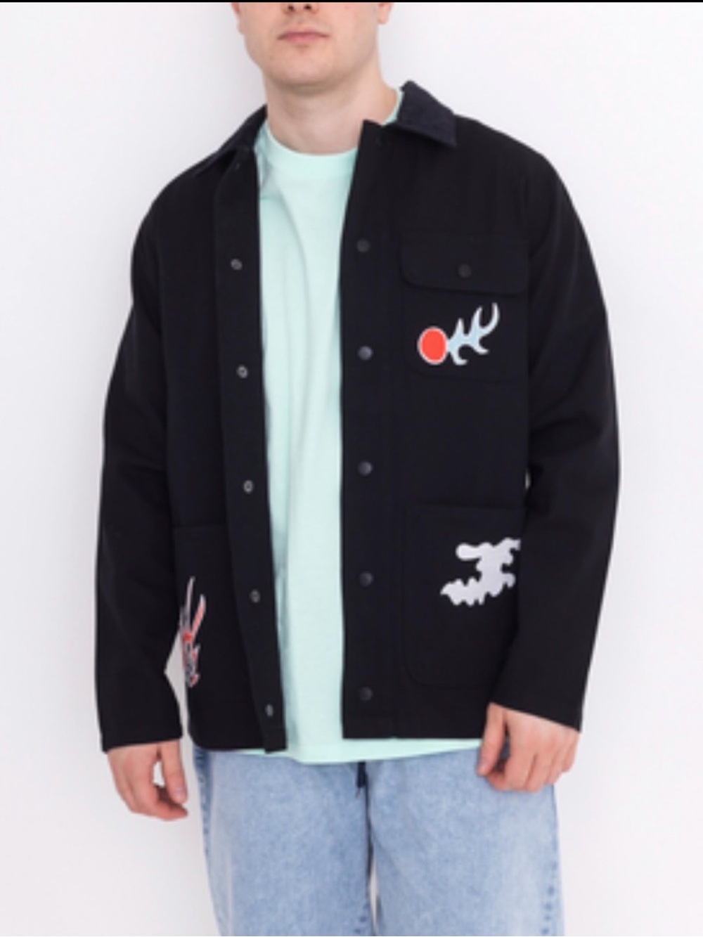 VANS Unisex M Limited Edition Rare Multi Embroidered Graphic Chore Jacket in EUC